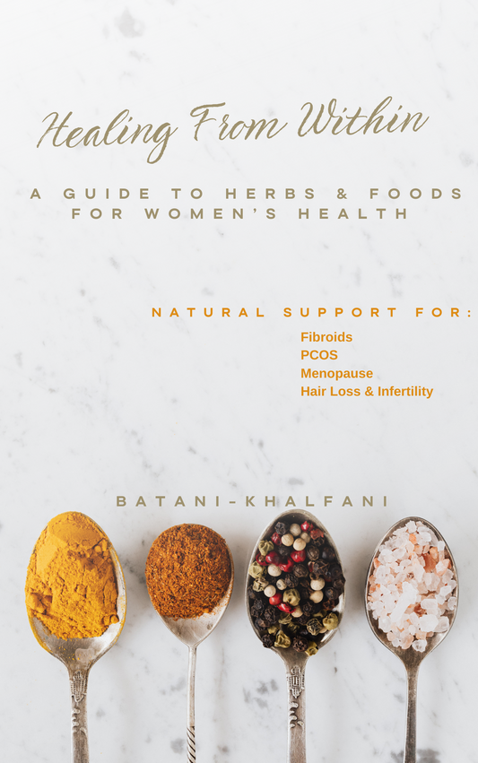 E-book: Healing From Within: A Guide to Herbs & Foods for Women’s Health” Natural Support for Fibroids, PCOS, Menopause, Hair Loss & Infertility